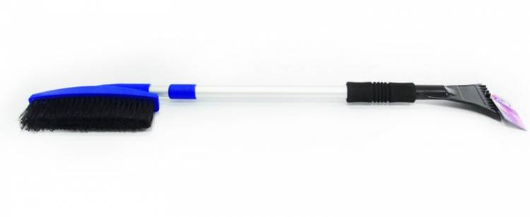 Щетка со скребком телескопическая для удаления снега и льда с поворотной и мягкой ручкой 76-114 см AV-2119