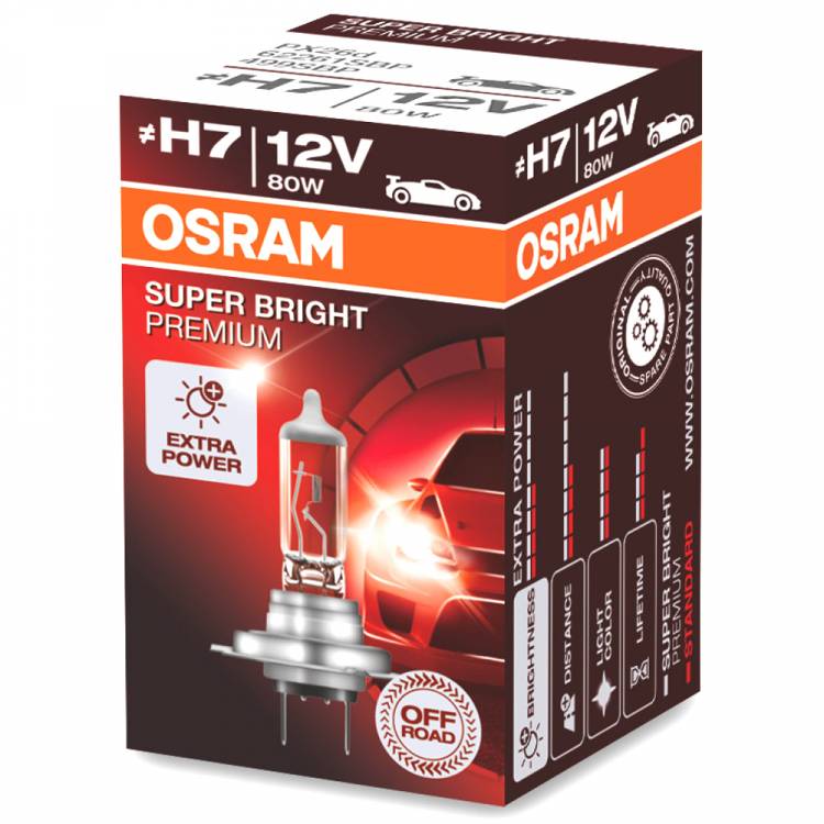 Лампа OSRAM H7 12V 80W Super Bright Premium