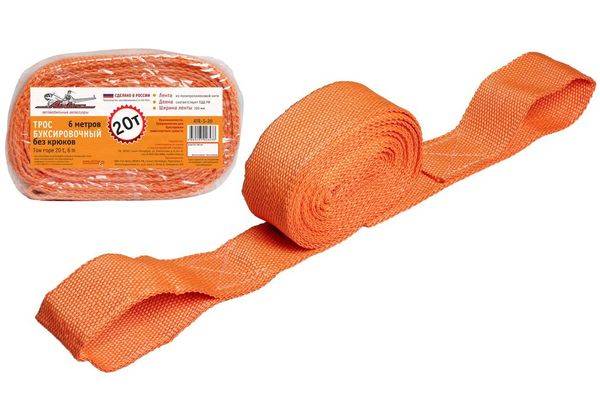 Трос буксир. лента 20т х 6м, без крюков (Airline)