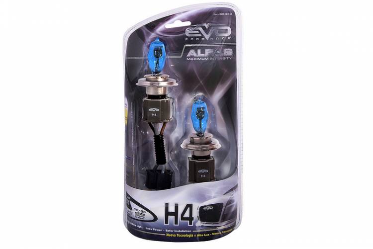 Газонаполненные лампы EVO "Alfas"/+130%/4300K/H4 комплект 2 шт