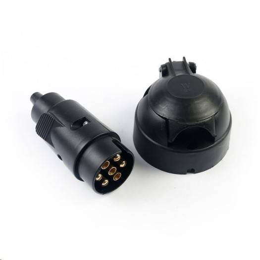 Электроразъем прицепа пластиковый в сборе (7 контактов, вилка + розетка) (Вымпел)