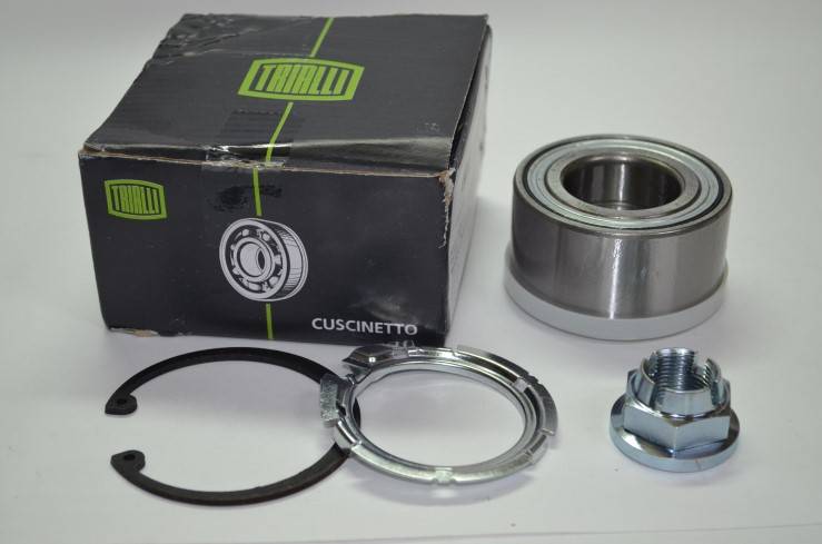 Подшипник ступ. перед. Logan, Sandero, Largus, Clio, Megan с ABS (гайка, стоп. кольцо, сальник) (TRIALLI) (17)