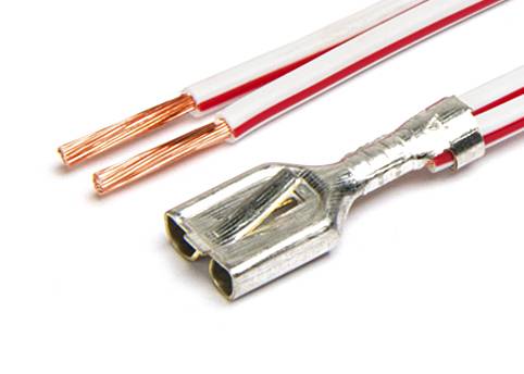 Контакт гнездовой серии 6.3 (с фиксацией) обжатый с 2 проводами (Cargen)