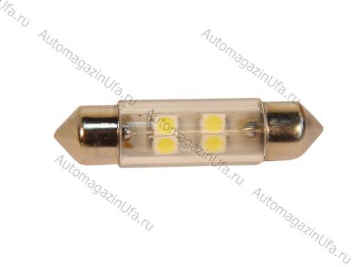 Лампа светодиод 12V S8.5 T11x36 4SMD 3.5x2.8mm белая