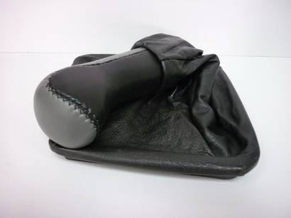 Ручка КПП /2170 Приора/ кожан. с чехлом+рамка, серая (Azard)