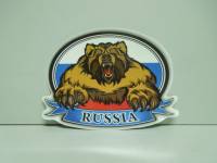 Наклейка RUS-флаг медведь овал (10х14см) (Россия)