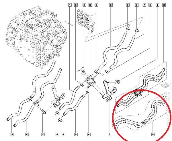 Трубка охлаждения масла АКПП Renault Duster с 2012 г.