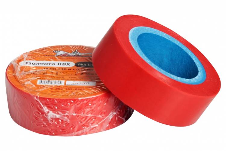 Изолента ПВХ 19мм х 10м красная (Airline) (10)