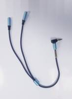 Аудиокабель AUX-разветвитель на 2 выхода с разъемом 3,5 jack, нейлоновая оплетка, 35 см, синие наконечники