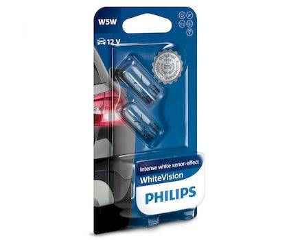 Лампа PHILIPS 12V бесцок. W5W (W2.1x9.5d) White Vision блистер 2шт 12961NBVB2