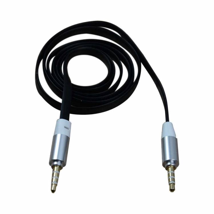 Аудиокабель AUX для подключения к автомагнитоле с разъемом 3,5 jack 1 м, нейлоновая оплетка, черный