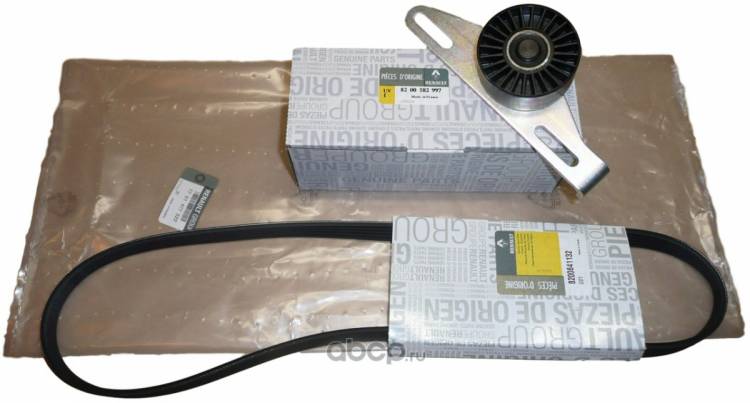 Ремень генератора + ролик Renault Logan Sandero 1.4/1.6 8 кл. без кондиционера