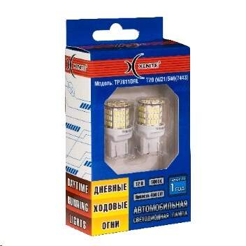 Лампа светодиодная 12V T20/5 бесцок. 78 диодов SMD белая 5000К для ДХО 450Lm (W21/5W) 2шт