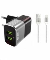 Зарядное устр-во сетевое 2 USB 3,1A QC + кабель Lightning /Iphone/ 1м