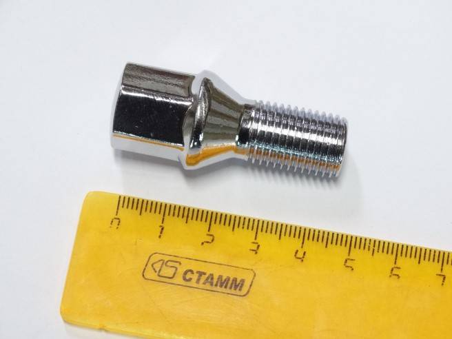 Болт колеса М14*1.5*50/23 конус хром ключ 17