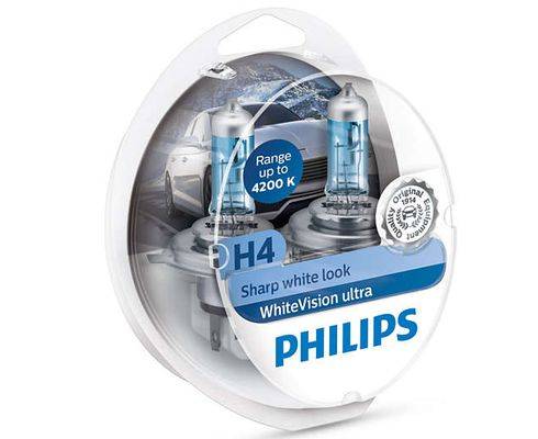 Лампа PHILIPS H4-12-60/55 WhiteVision ultra набор 2шт