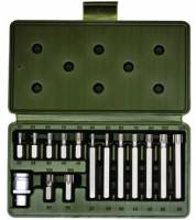 Набор вставок TORX 15 предм. Т20, Т25,Т30,Т40,Т45,Т50,Т55 - 30 и 75 мм, переходник шестигр.3/8хкв.1/2 (Дело Техники) (25