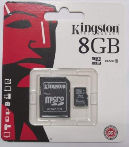 Карта памяти microSDHC 8GB KingSton class-10 с адаптером