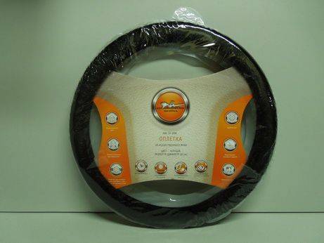 Оплетка руля (M) 2108-15, ИНОМАРКИ 37-39 см искусств. мех, черная (Airline)