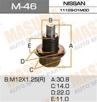 Болт сливной Nissan M46 Masuma 12x1.25  с магнитом