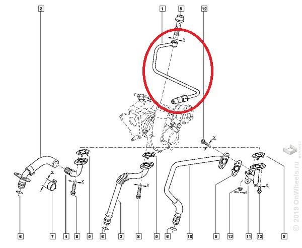 Трубка масляная турбины Renault Duster