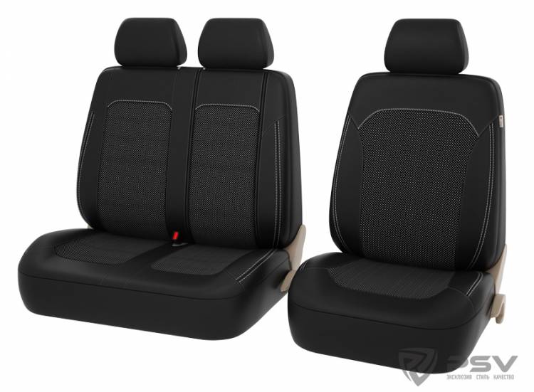 Чехлы автомобильные универсальные эко-кожа/жаккард черный/белый PSV Talisman Next 