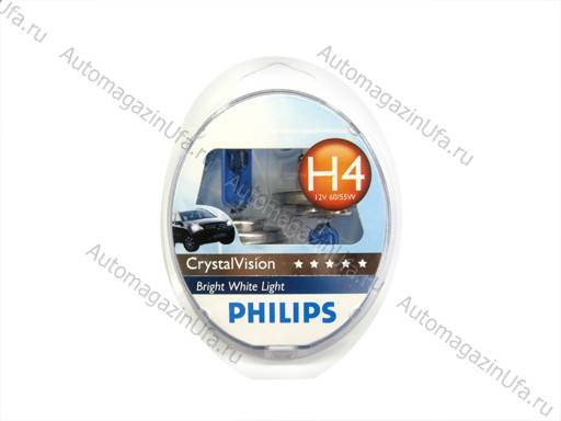 Лампа галоген 12V Н4 60/55W Philips CrystalVision 12342CV