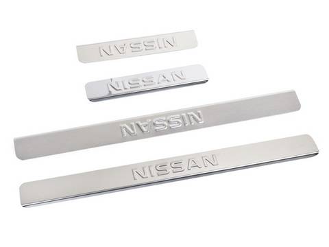 Накладки порогов Nissan X-Trail --14 из 4шт (нержавейка) (Dollex)