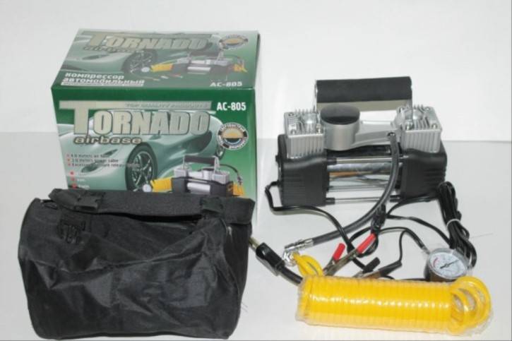 Компрессор поршневой TORNADO 12В метал. двухпоршневой в сумке