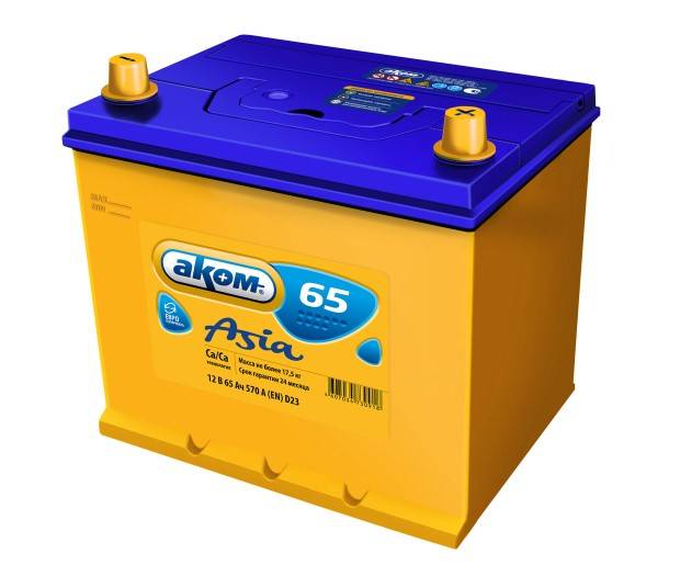 Аккумулятор 6 СТ* 65 570А Asia обр/п (-; плюс ) (Ca/Ca) EURO 232х173х225 АКОМ