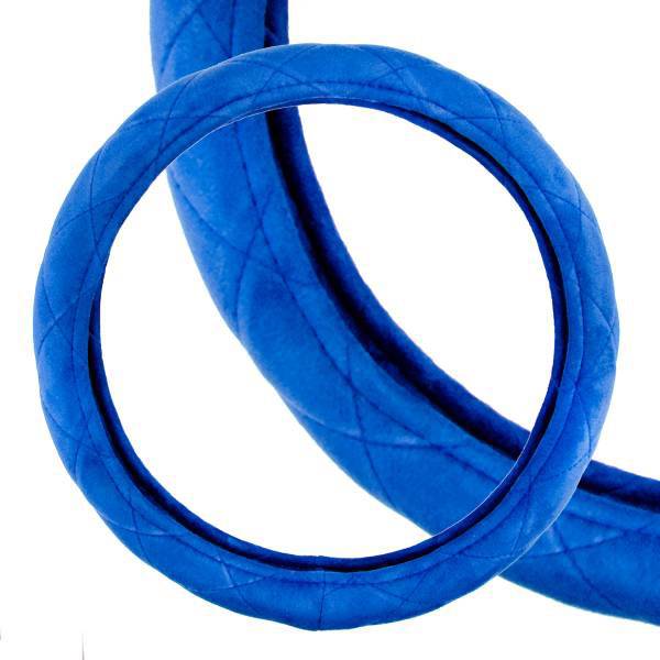 Оплетка руля M 37-38 замша синяя с прострочкой ECO (SKYWAY)