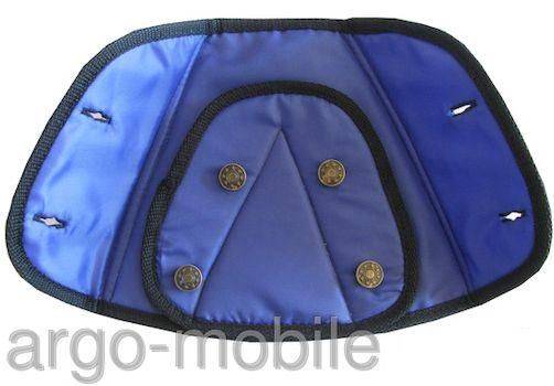 Корректор ремней безопасности для перевозки детей Крепыш двойной синий, застежка-пуговицы, 4-х крылый (ARGO)