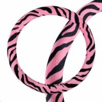 Оплетка руля M 37-38 см "ЗЕБРА" вельвет черно-розовая ECO (SKYWAY)