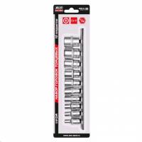 Набор головок торцевых 10 предметов 1/4" 6-гранных (4,5,6,7,8,9,10,11,12,13мм) на держателе