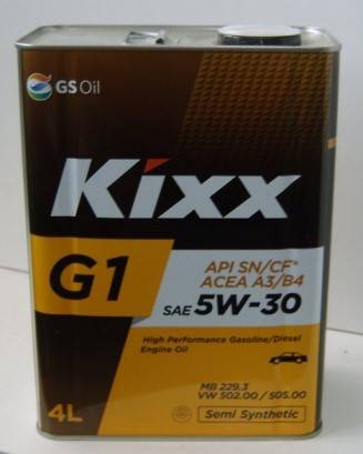 ГСМ Масло Kixx G1 5W30 A3/B4 (4л.) п/синт.
