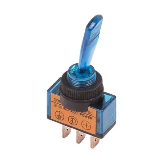Тумблер 2-х позиц. 12V 20А (3c) ON-OFF однополюсный с синей подсветкой (REXANT)