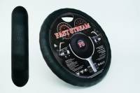 Оплетка руля M 37-38 см кожзам с матовой рефленкой черная (FAST STREAM)