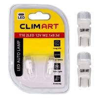Лампа габарит. 12V W5W T10 2 LED с цок. W2.1x9.5d (2 шт в блистере) (CLIM ART)