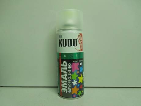 Краска-спрей (эмаль) флуоресцентная лимонно-желтая 520мл аэрозоль (Kudo) (6)