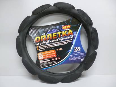 Оплетка руля (M) 2108-15, ИНОМАРКИ спонж 10 лепестков черная (Azard Group) OPL00087