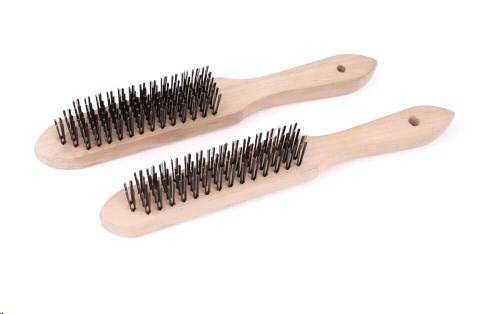 Щетка металлическая с деревянной ручкой 6-ти рядная (стальная щетина) (Дело Техники)