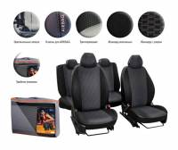 Чехлы на сиденья Solaris, Rio 17-- жаккард-кожзам черные "Лима" (12пр.) (Airline) Чехлы на сиденья Solaris, Rio 17-- жаккард-кожзам черные "Лима" (12пр.) (Airline)