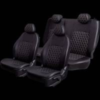 Чехлы на сиденье Nissan Almera Classic-1 (B10) 03.2006-11.2012г. 3Г Турин Ромб Экокожа черная/бежев.нить (цельн.зад.спин Чехлы на сиденье Nissan Almera Classic-1 (B10) 03.2006-11.2012г. 3Г Турин Ромб Экокожа черная/бежев.нить (цельн.зад.спин
