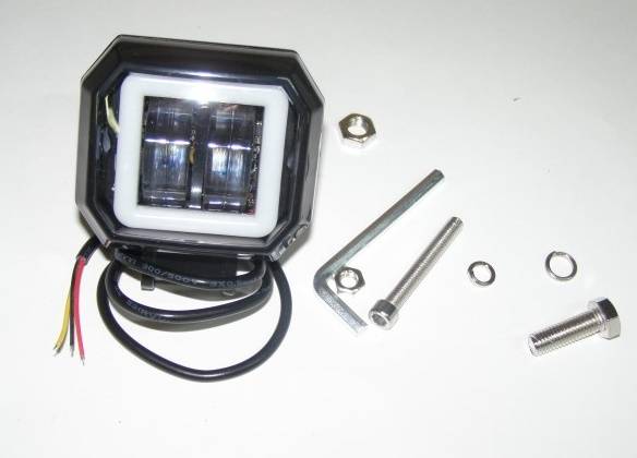 Фара светодиодная дополнительная 2 LED 12-80V с ДХО (квадрат) (TLT)