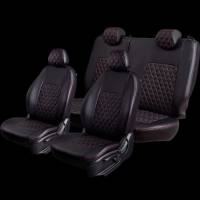 Чехлы на сиденье Nissan Almera-3 (G11/G15) 11.2012-08.2019г. 60/40-Арка 3Г Турин Ромб Экокожа черная/красн.нить(разд.зад Чехлы на сиденье Nissan Almera-3 (G11/G15) 11.2012-08.2019г. 60/40-Арка 3Г Турин Ромб Экокожа черная/красн.нить(разд.зад