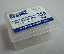 Предохранитель MINI 25 А (10шт) в боксе (МАЯК) (Маякавто)