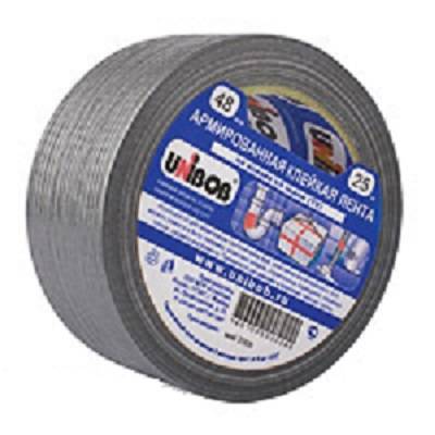 Лента клейкая армированная серебряная 48 мм х 25 м UNIBOB инд. упаковка