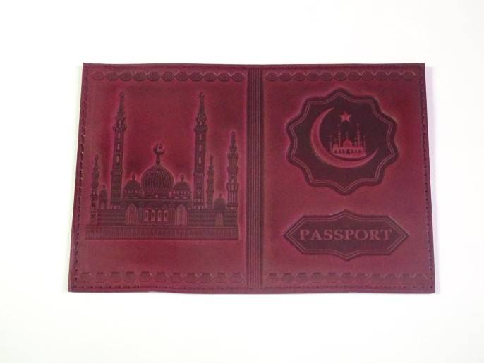 Обложка для паспорта "Мечеть", кожа зеленый