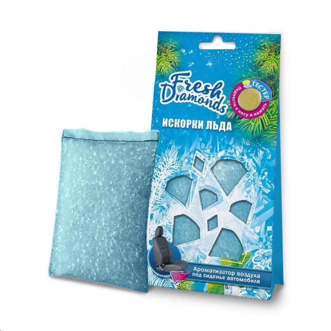 Освежитель (ароматизатор) под сиденье Fresh Diamonds Искорки льда с пробником (FOUETTE)