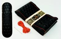 Оплетка руля M 37-38 см кожзам со шнуровкой соты черная (FAST STREAM)